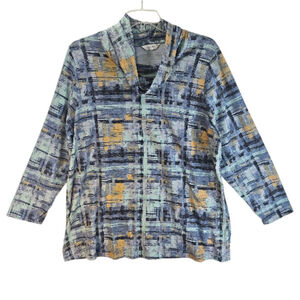 CJ Banks Plaid Cowl Neck Long Sleeve Soft Knit Tunic XL